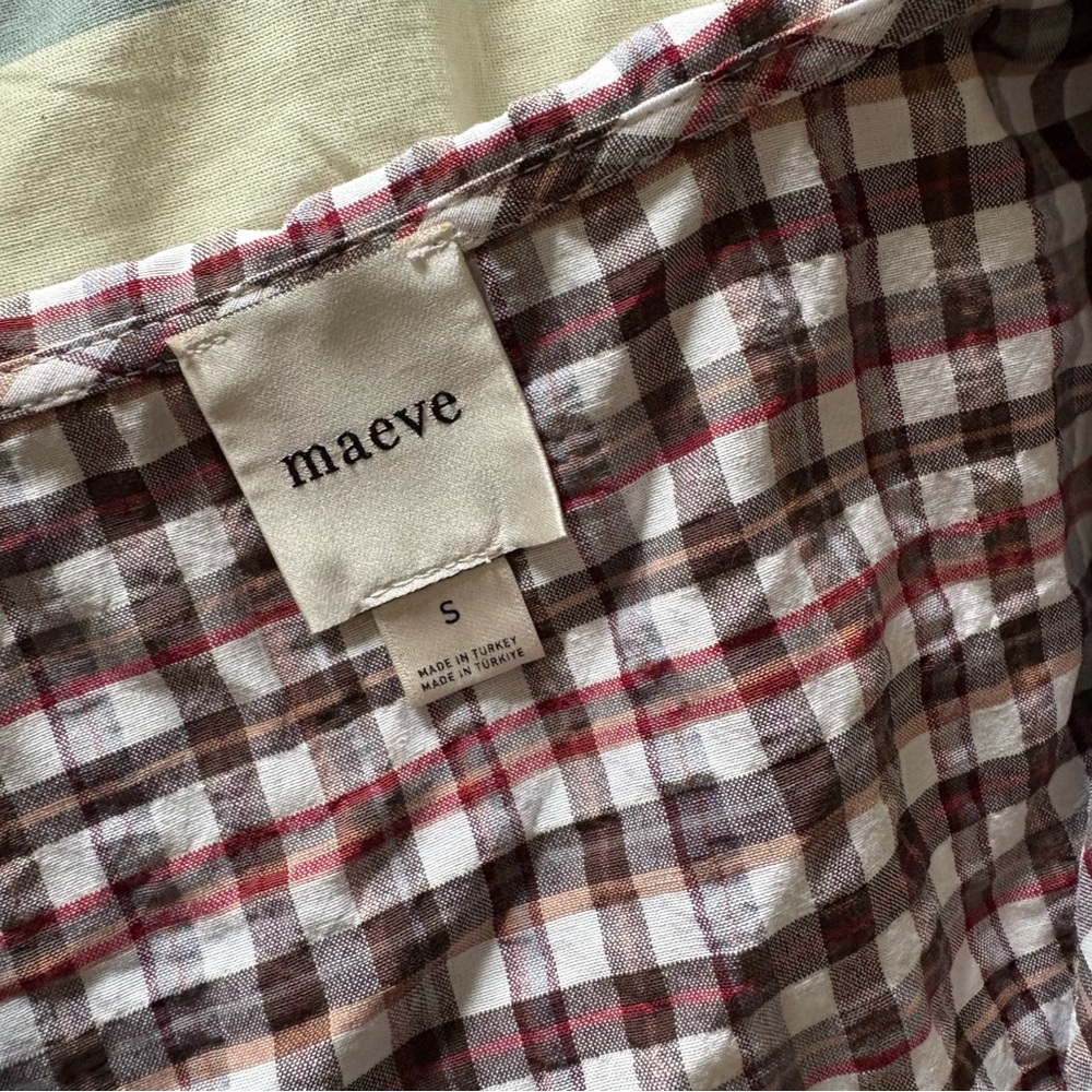 Anthropologie Maeve Button Down Shirt with Peter Pan Collar and Puff Sleeves S - Picture 3 of 5
